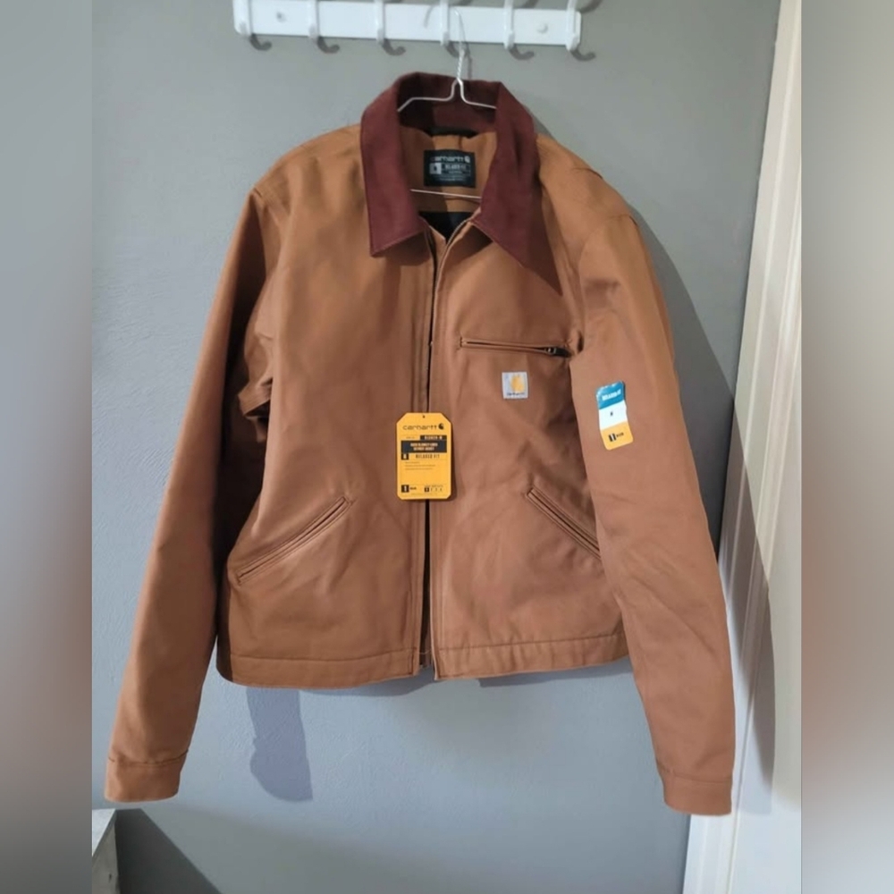 Carhartt Duck Blanket-Lined Detroit Jacket Brown Relaxed Fit